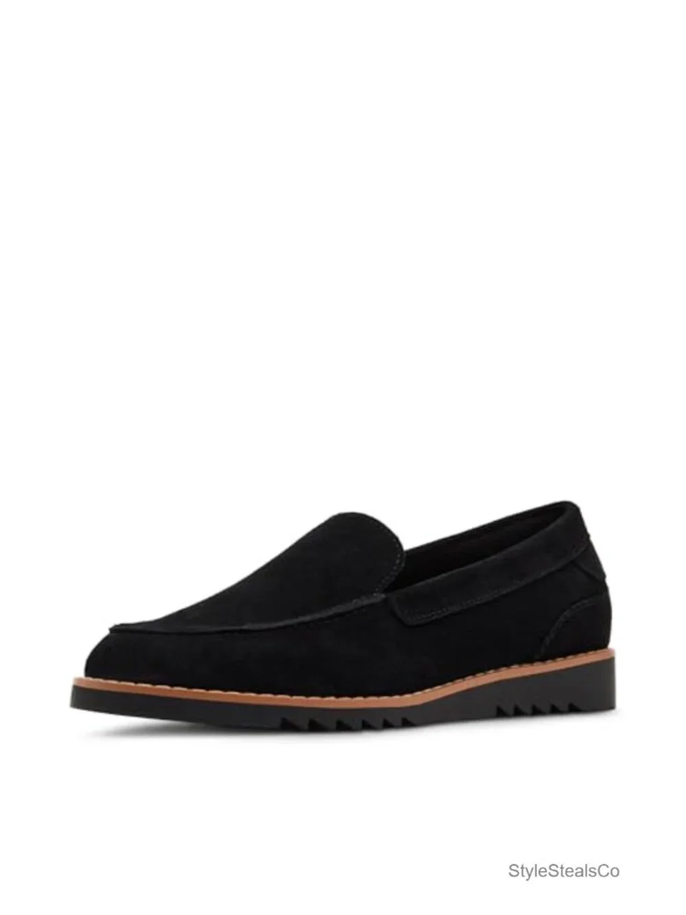 Waterproof Leather Suede Loafers Cushioned Insole Slip-On Round Toe